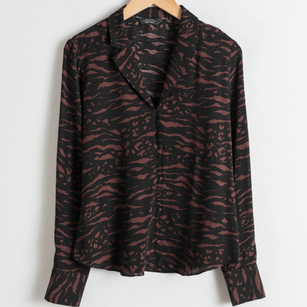 & Other Stories V neck button up blouse
